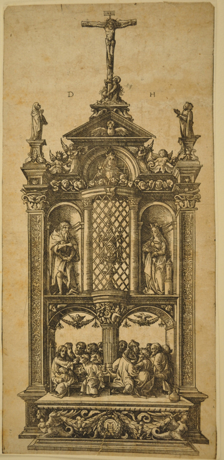 Hopfer Daniel - Tabernacolo del SS. Sacramento con la rappresentazione dell'Ultima Cena, la Crocifissione, il Battista e S.Barbara